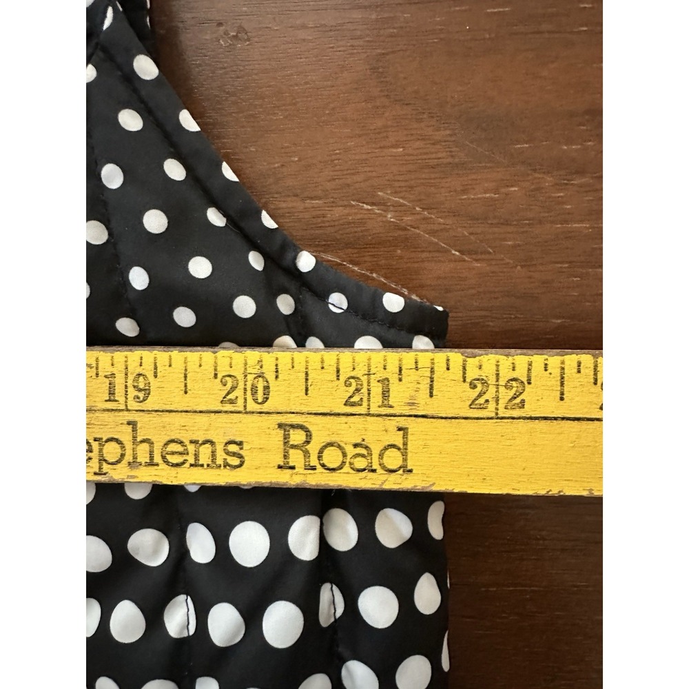Talbots Women's Down Puffer Quilted Vest Black & White Polka Dot Large Full Zip - Picture 8 of 9
